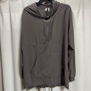 Zella Pop over Top/Jacket SZ L Mushroom Brown Taupe Neutral casual Summer boxy